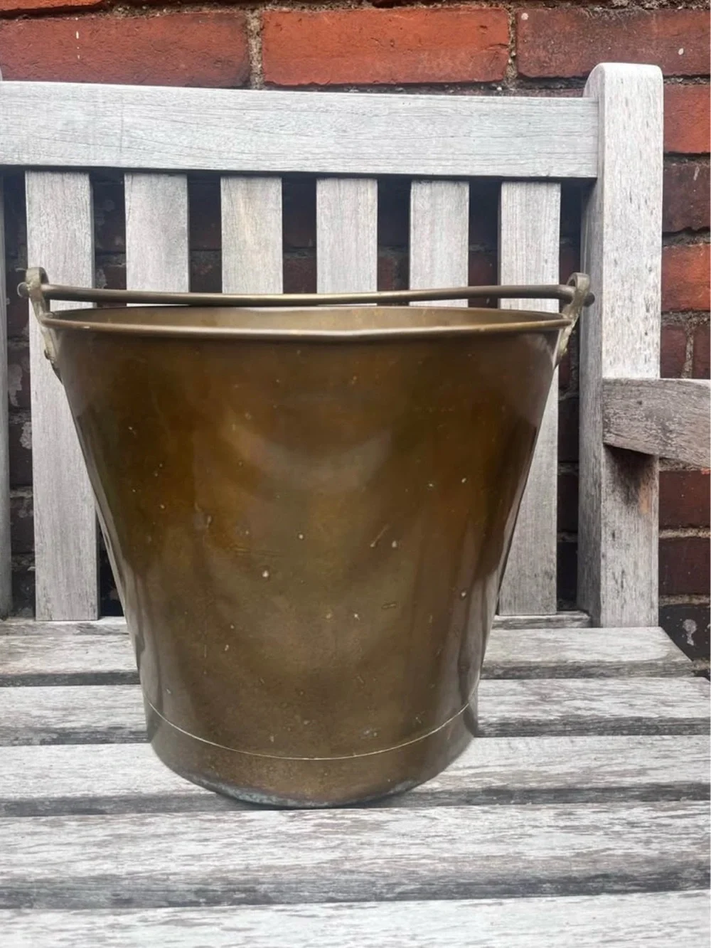Vintage Solid Brass Pale Coal Bucket Pail  Swinging Handle